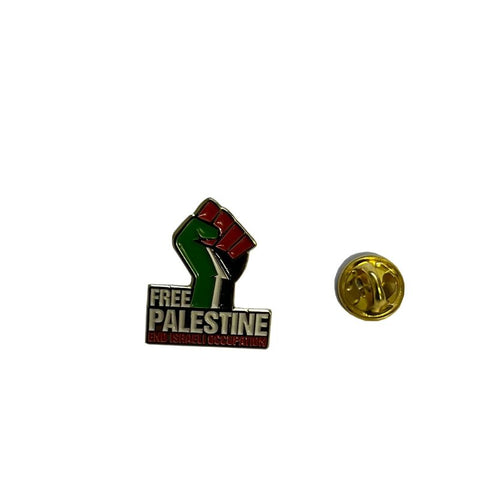 Palestine Flag Colour Fist Metal Lapel Badge - Free Palestine