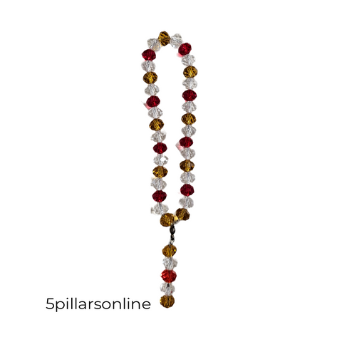 33 Bead Red Clear and Gold Crystal Tasbeeh