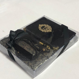 Luxury Velvet Quran, Tasbeeh, Prayer Mat Set (B5 Black)