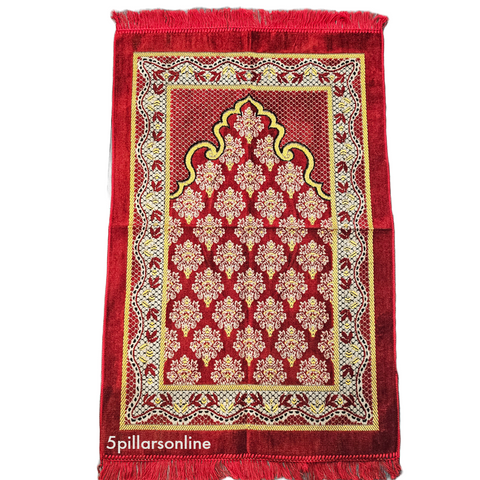 Velvet Red Design Prayer Mat