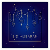 Eid Mubarak Card - Blue & Gold Lanterns