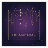 Eid Mubarak Card - Purple & Gold Lanterns