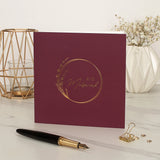 Eid Mubarak Gold Foiled Greeting Card in Burgundy