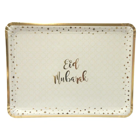 Eid Mubarak Serving Trays (3pk) – Cream & Gold