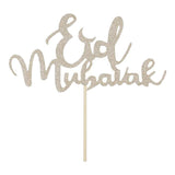 Eid Mubarak Silver Glitter Cake Topper