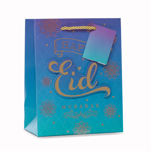 Eid Mubarak Gold Foil on Sky Background Gift Bag